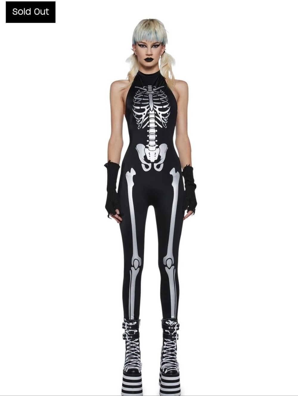 Dolls Kill Black Skeleton Print Jumpsuit
